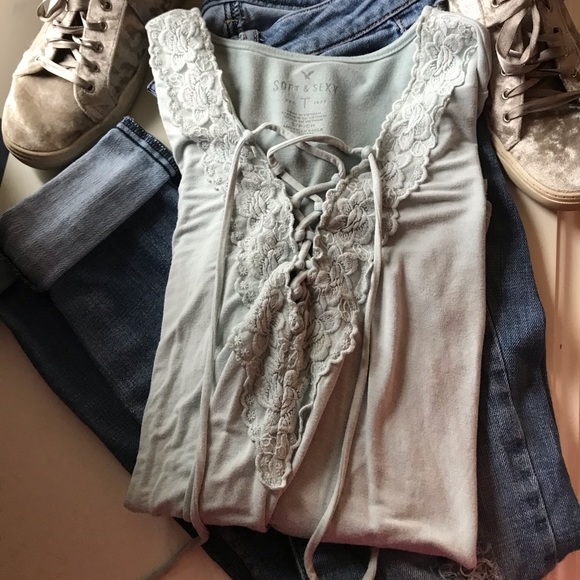 American Eagle Teal Long Sleeve shirt size small - Picture 3 of 8